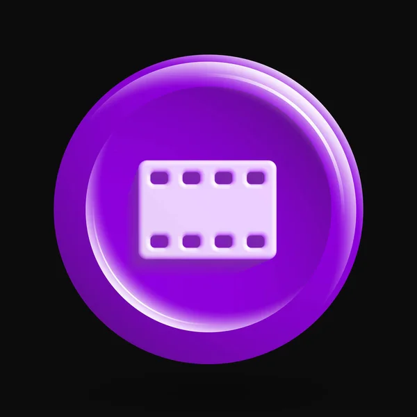 Icono de vídeo redondo 3D. Botón de película púrpura — Archivo Imágenes Vectoriales