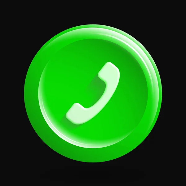 Zöld Hívás ikon. 3D izolált telefon gomb — Stock Vector