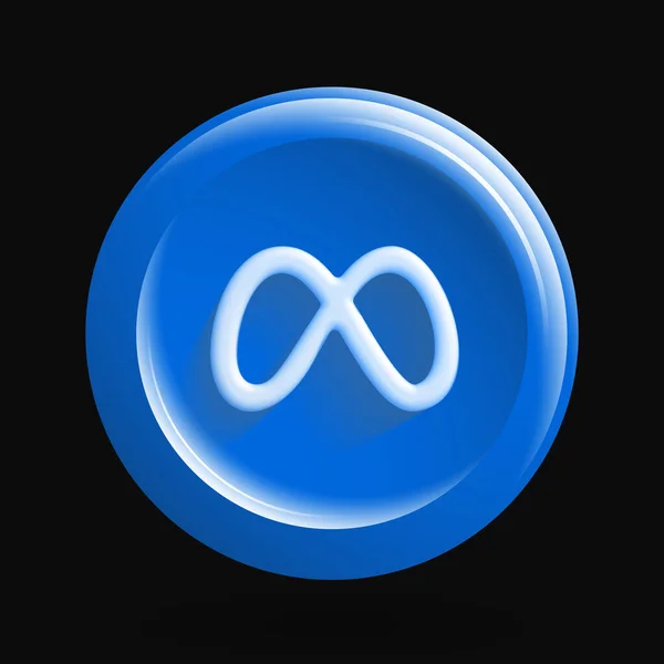Nowe media społecznościowe. Okrągła ikona 3D. Niebieski izolowany symbol nieskończoności — Wektor stockowy