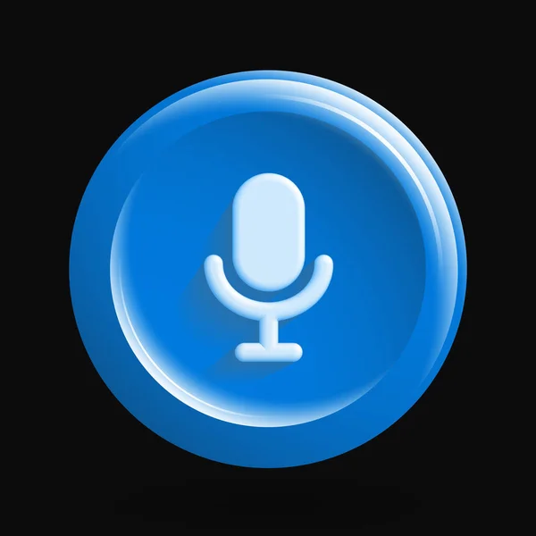 Icono de micrófono redondo. Set de iconos azules. Botón de aplicación aislada — Archivo Imágenes Vectoriales