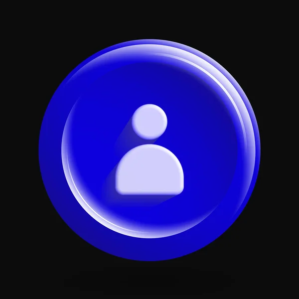 Ikonen med blå personprofil. Rund 3D UI Knapp — Stock vektor