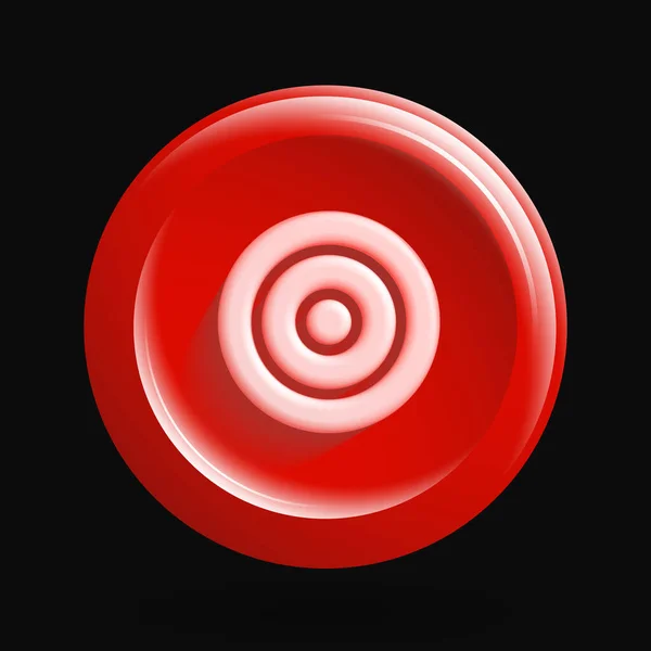 Jasnoczerwona ikona celu. Odizolowany okrągły przycisk 3D — Wektor stockowy