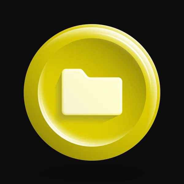 Icono de carpeta amarilla simple. Botón de administrador de archivos 3d — Vector de stock