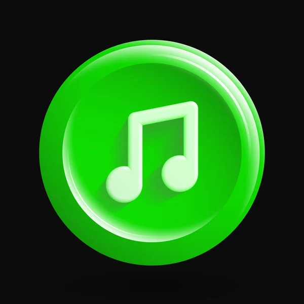 Icono de la música verde. Botón aislado redondo — Archivo Imágenes Vectoriales