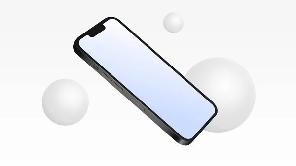 Simple Smartphone Mockup with 3D White Bubbles — стоковый вектор