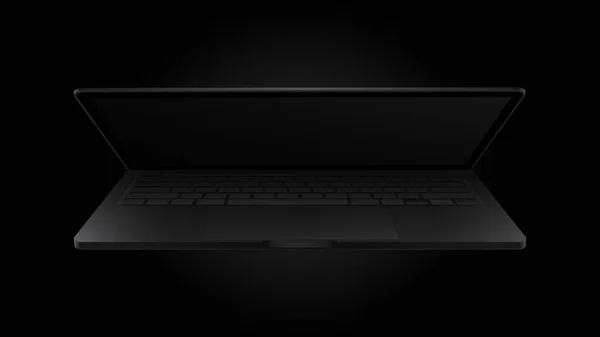 W połowie zamknięte, w połowie otwarte realistyczne Black Laptop Mockup. Wersja mroczna — Wektor stockowy