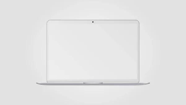 White Mockup. Realistic Laptop with Blank Screen. Front View — Stock Vector