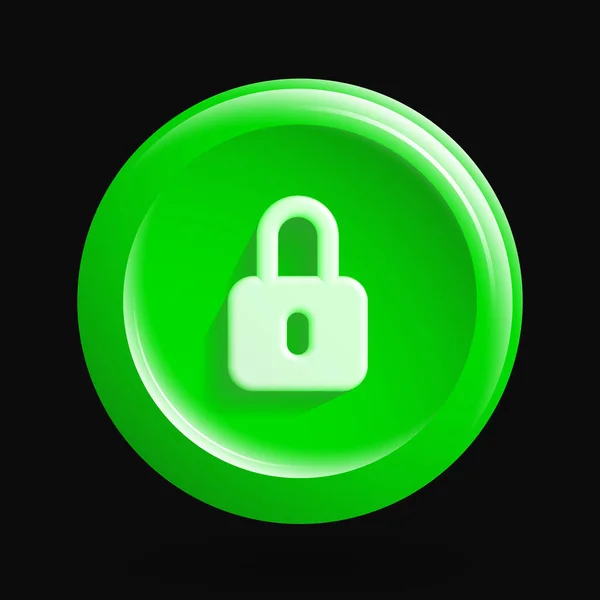 Groene Locker Ikoon. Beveiliging Geïsoleerd Design Element — Stockvector