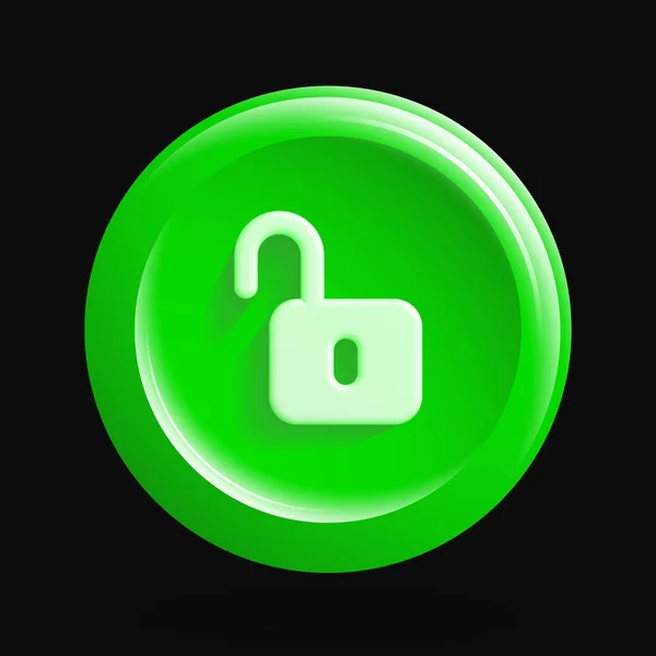 Green Open Locker Icon. Security Unlocked Isolated Design Element — ストックベクタ