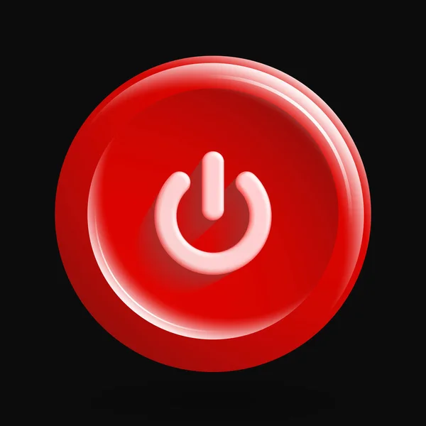 Power Button. Red Round Icon — Stock Vector