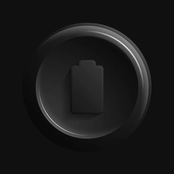 Battery Charging Icon. Total Black 3D App Button — Archivo Imágenes Vectoriales