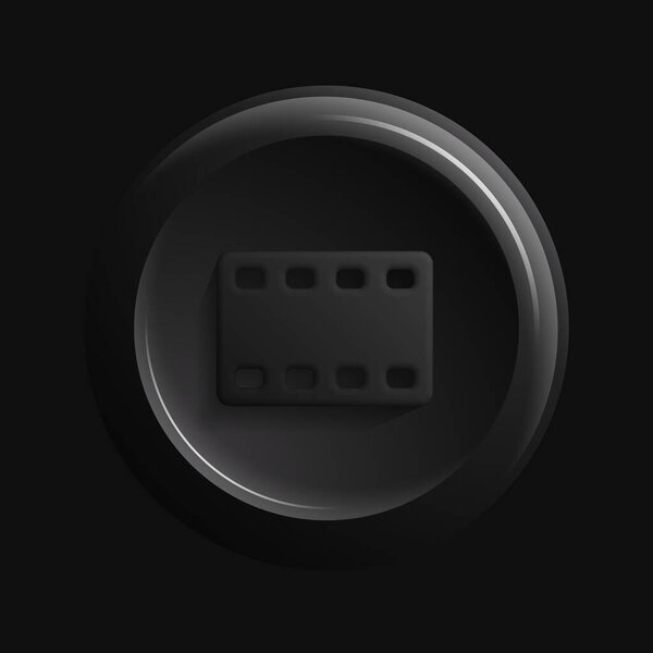 Round 3D Video Icon. Black Movie Button