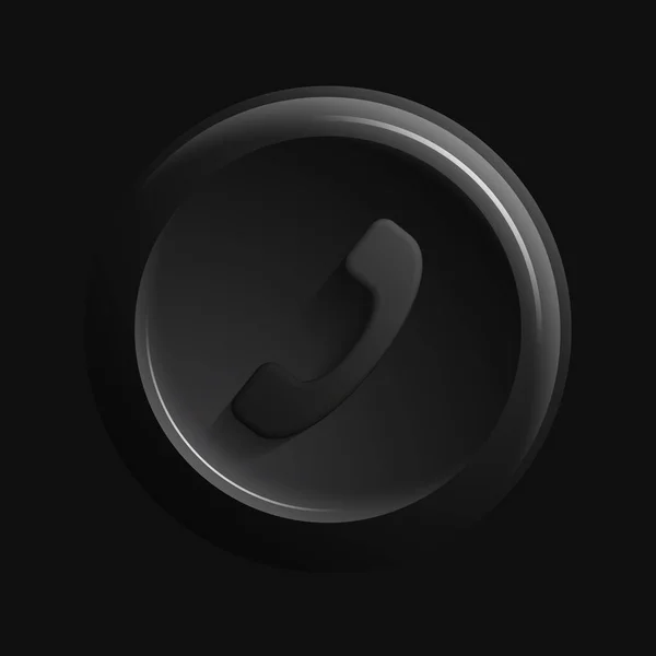 Black Call Icon. 3D Isolated Phone Button — стоковый вектор