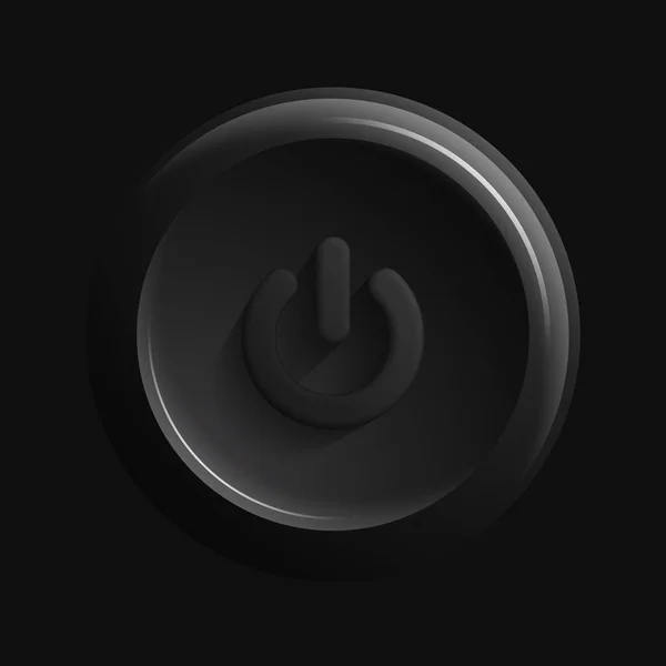 Botón de encendido. Icono redondo monocromático oscuro — Vector de stock