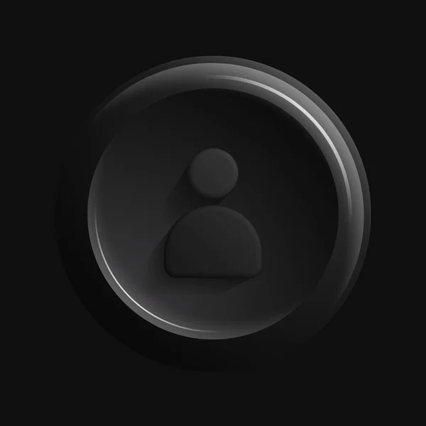 Ikonen med svarta personers profil. Rund 3D UI Knapp — Stock vektor