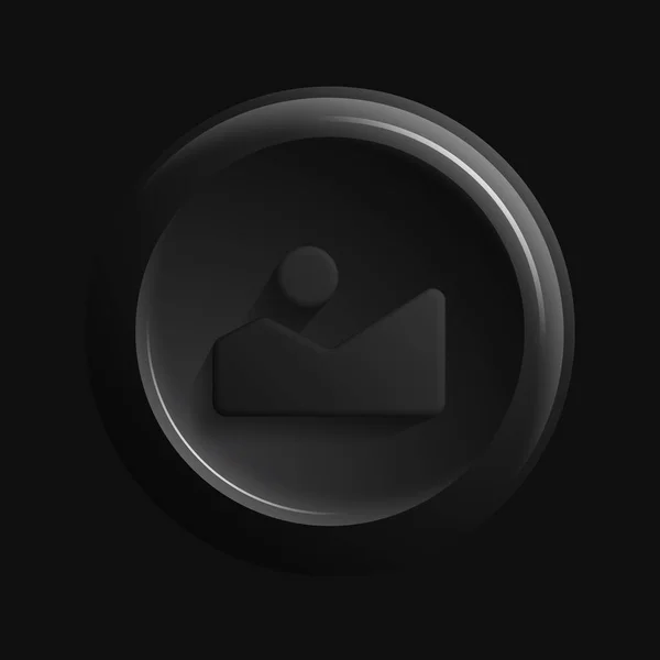 3D Gallery Icon. Black Isolated App Button — Stock vektor