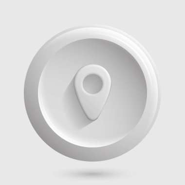 Geolocation 3D Icon. Light Blank App Logo