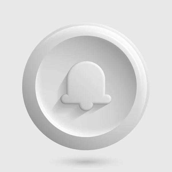Round Alarm or Notification Icon. White 3D Bell Button — стоковый вектор