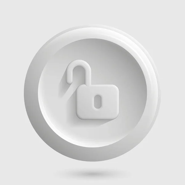 Witte Open Locker Ikoon. Beveiliging Ontgrendeld Geïsoleerd Design Element — Stockvector