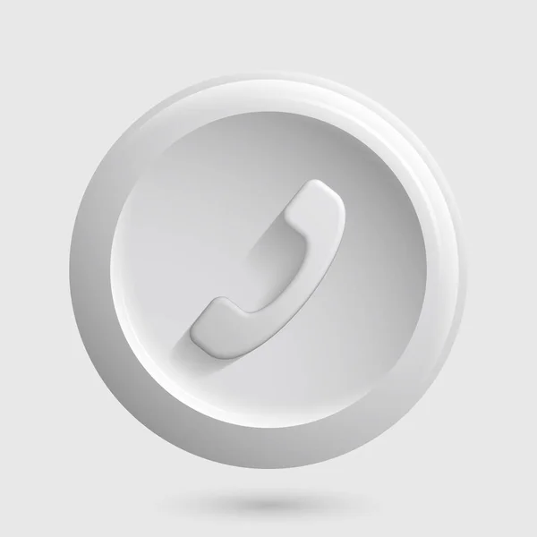 White Call Icon. Botão de telefone isolado 3D — Vetor de Stock