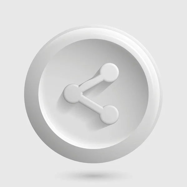 Fehér Share Net ikon. Kerek, elszigetelt elem — Stock Vector
