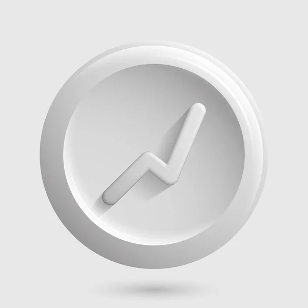 Chart 3D Icon. White Isolated Graph Button — Wektor stockowy