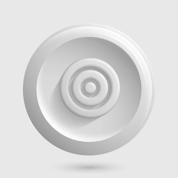 Blank White Target Icon. Isolated Round 3D Button — Stockvector
