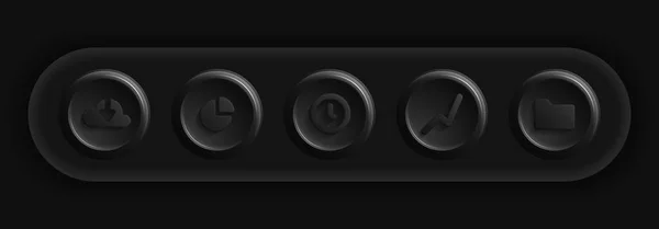Black Icon Set. Round Buttons for UI Display — Archivo Imágenes Vectoriales