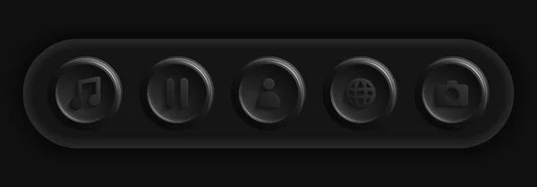 Black Icons. Set of Different Ui Buttons — Archivo Imágenes Vectoriales