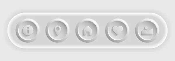 Total White Icons. Set of Different Buttons — Vetor de Stock