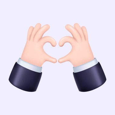 İki el kalbe bakıyor. 3 Boyutlu Tasarım, İzole Hareket Simgesi