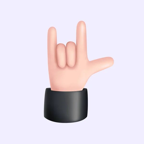 Rock Gesture. Mão isolada em 3D —  Vetores de Stock