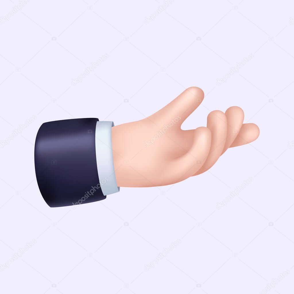 3D Showing Hand. Graphic Isolated Icon. Come here, Give Hand Gesture