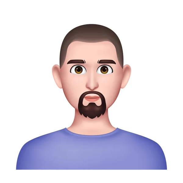Graphic 3D Portrait. Man with Beard. Face Avatar — Stock Vector