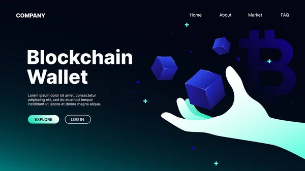 Blockchain Wallet. Isometrische Landungsseite — Stockvektor