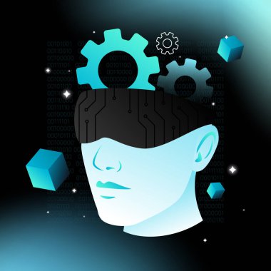 Artificial Intelligence, Machine Learning Isometric Illustration. Vector illustration