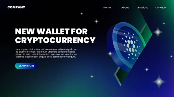 New Wallet Cryptocurrency Website Landing Page Template Vector Illustration — Stockvektor