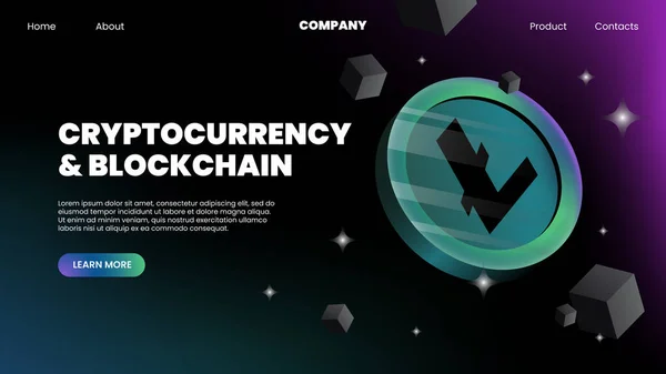Cryptocurrency Blockchain Website Banner Landing Page Template Vector Illustration — Stockvektor
