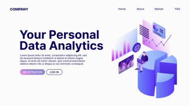 Kişisel Veri Analizlerin. Veri Analizi. İniş Şablonu. Vektör illüstrasyonu