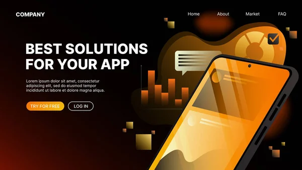 Beste Lösungen Für Die App Entwicklung Horizontale Web Landing Page — Stockvektor
