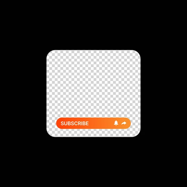订阅关于黑色背景的通知说明 社交媒体Ui概念 空空间添加照片或图像 带有通知按钮和共享按钮的橙色订阅栏 移动的Web元素 — 图库矢量图片