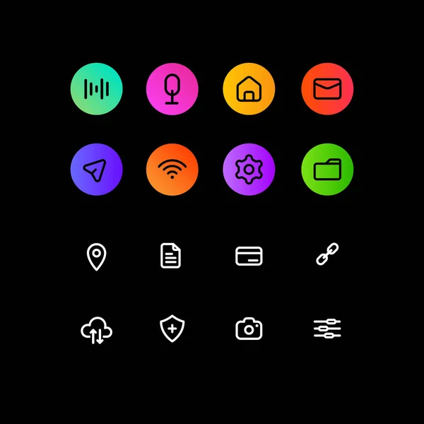 Enorme Set Van Social Media Iconen Gebruiker Interface Knoppen Minimalistisch — Stockvector