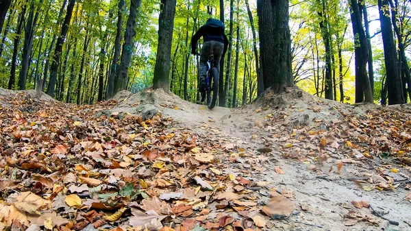 Cavalier Amateur Sur Vélo Automne — Photo