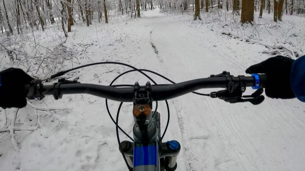 Amateur Enduro Rider Bicycle Winter Season — Stock Photo, Image