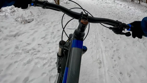 Аматорський Ендуро Вершник Велосипеді Зимовий Сезон — стокове фото