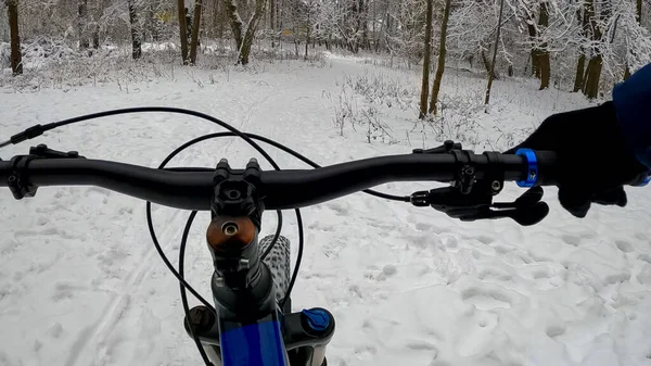 Amateur Enduro Rider Bicycle Winter Season — Stock Photo, Image
