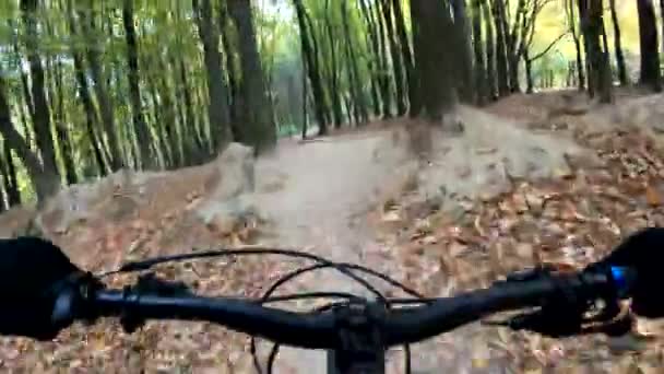 Amateur Enduro Rider Bicicleta Temporada Primavera — Vídeos de Stock