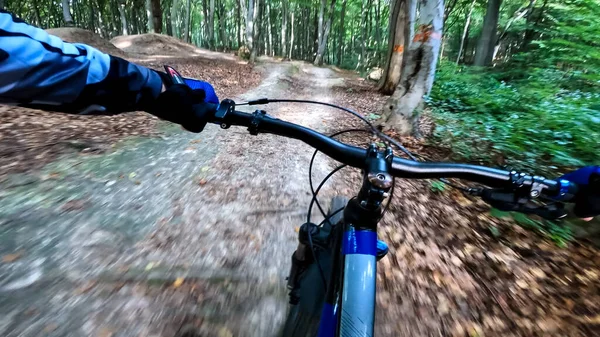 Enduro Radtour Auf Den Waldwegen — Stockfoto