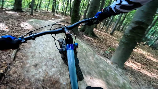 Ποδήλατο Enduro Στα Μονοπάτια Του Δάσους — Φωτογραφία Αρχείου