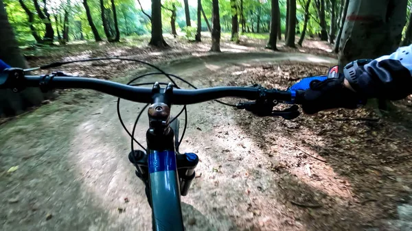 Promenade Vélo Enduro Dans Les Sentiers Forestiers — Photo